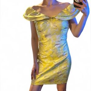 Elegant Yellow Floral Mini Dress